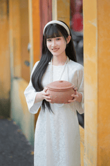 Ái dài, con gái, girl, lá cờ Viêt Nam, nón lá, truyền thống, tết, xuân, spring, Việt Nam, Hà Nội, Phố cổ - lVu image 1