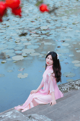 Áo dài hồng, áo dài, tết, xuân, cô gái, con gái ôm hoa, hoa, flower, girl - Sơn Ngọc 8