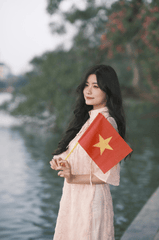 Áo dài, lá cờ Việt Nam, lá cờ, cờ đỏ sao vàng, flag, con gái, girl, Việt Nam - TBD Tuyên 3