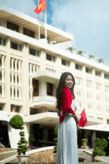 Dinh độc lập, con gái, girl, Thành phố Hồ Chí Minh, cờ đỏ sao vàng, flag, Việt Nam - Thien Phuoc Phuong