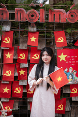 Ái dài, con gái, girl, lá cờ Viêt Nam, nón lá, truyền thống, tết, xuân, spring, Việt Nam, Hà Nội, Phố cổ - Hồng Thắng Lê 5