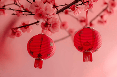 Đèn lồng, tết, hoa đào -  QuantumEdge