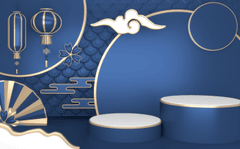 Nền xanh dương, bục sản phẩm, tết, truyền thống - navamin 7