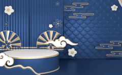 Nền xanh dương, bục sản phẩm, tết, truyền thống - navamin 10