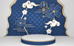 Nền xanh dương, bục sản phẩm, tết, truyền thống - navamin 1