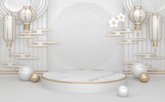 Nền trắng,gold, bục sản phẩm, tết, truyền thống - navamin 4