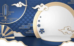 Nền xanh dương, bục sản phẩm, tết, truyền thống - navamin 4