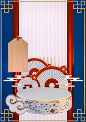 Nền xanh dương, bục sản phẩm, tết, truyền thống - navamin 9
