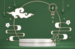 Bục sản phẩm, tết, phông xanh lá cây - navamin 4
