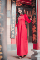 Áo dài đỏ, cô gái, không khí tết, dạo phố tết, truyền thống, red ao dai, girl, Tet atmosphere, strolling through Tet streets, tradition. - PillyNG