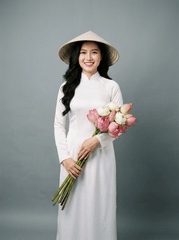 Áo dài, ôm bó hoa