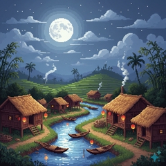 Trời tối và trăng tròn chiếu sáng xuống Ngôi làng quê yên tĩnh. Với đặc điểm Phong...