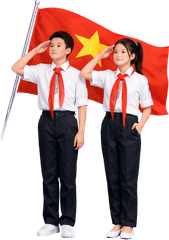 Cậu bé, cô bé, chào cờ