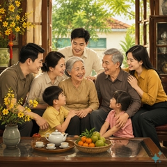 Tạo ảnh hoạt hình anh chị em xum vầy . Với đặc điểm phong cách thực tế . Nếu người dùng...
