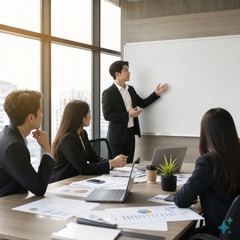 Tạo một tấm ảnh cho ngành quản trị kinh doanh . Với đặc điểm phong cách thực tế . Nếu...