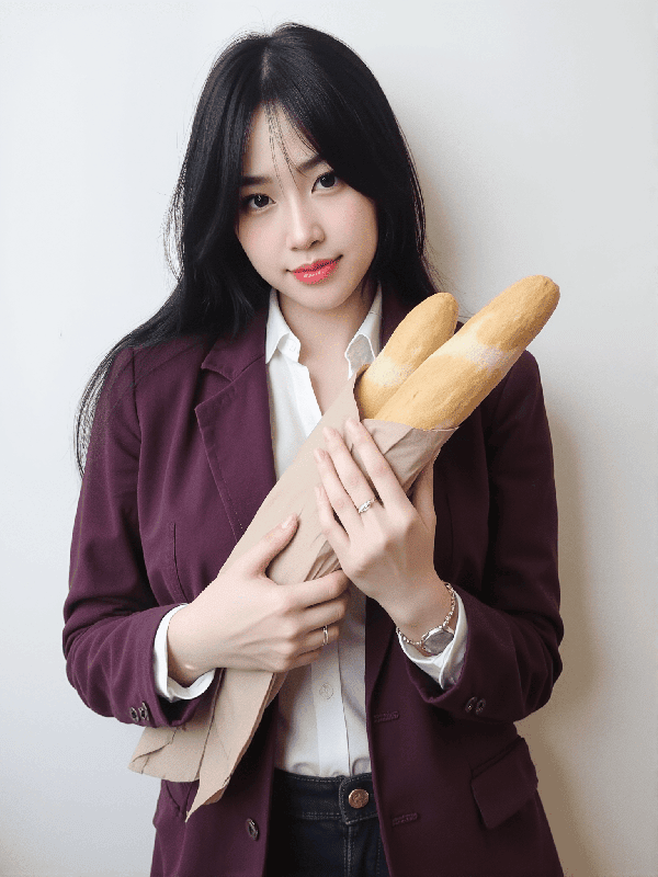 Cô gái, con gái, phụ nữ, học sinh, sinh viên, thực phẩm, bánh mì, quảng cáo, Việt Nam 2
