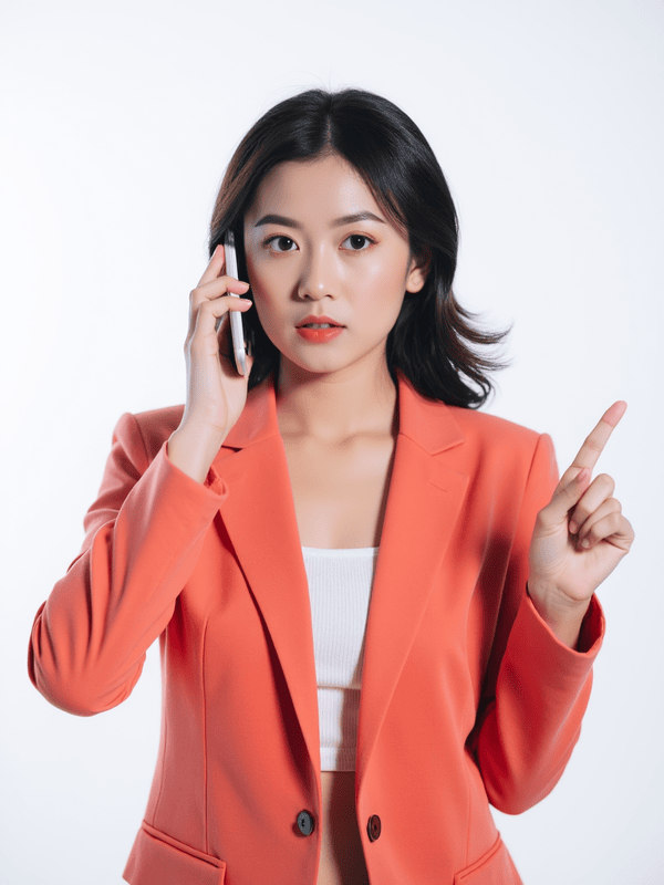 Cô gái, con gái, phụ nữ, nhân viên văn phòng, nhân viên, áo đỏ, điện thoại, quảng cáo, Việt Nam
