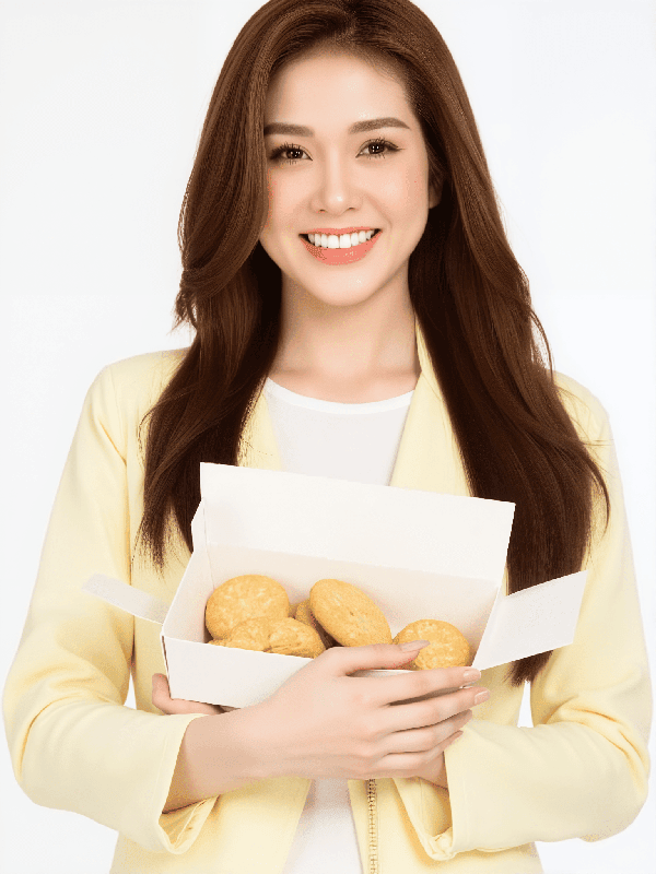 Cô gái, con gái, phụ nữ, hộp quà, hộp bánh, sinh viên, quảng cáo, Việt Nam