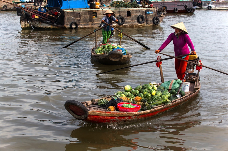 Chợ nổi, chợ, market, miền tây, nông thôn, Việt Nam, Viet Nam - HiepHoang