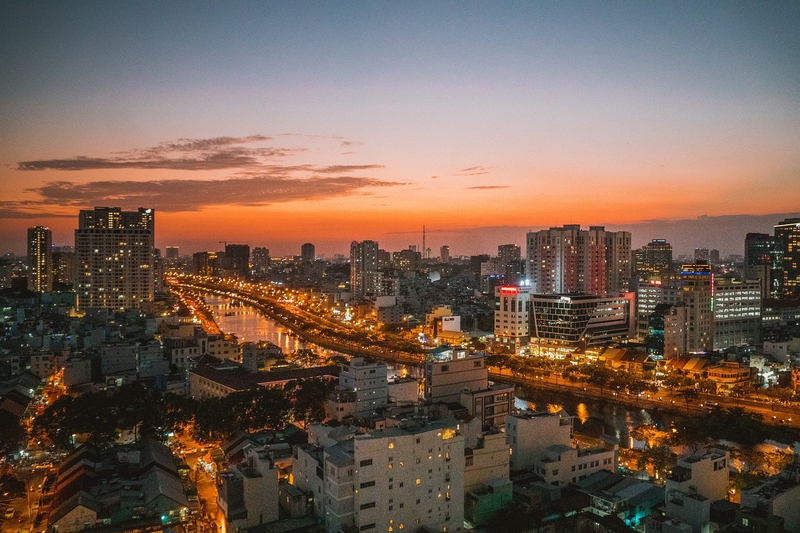 Sài Gòn, Hồ Chí Minh, thành phố, hoàng hôn, bầu trời, tòa nhà, Việt Nam - FOTOGRAFIN