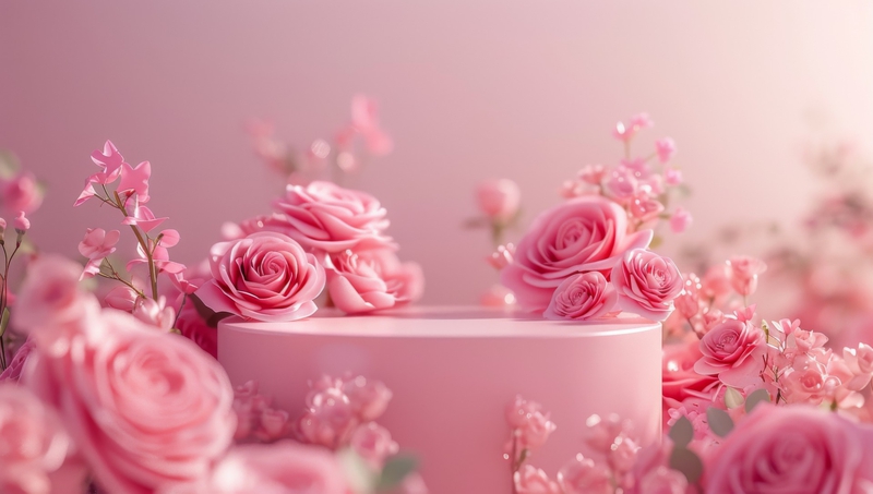 Sân khấu, bục đỡ, bục, bệ đỡ, bệ, podium, trang trí, decor, màu hồng, pink, hoa lá -TungArt7 (2)