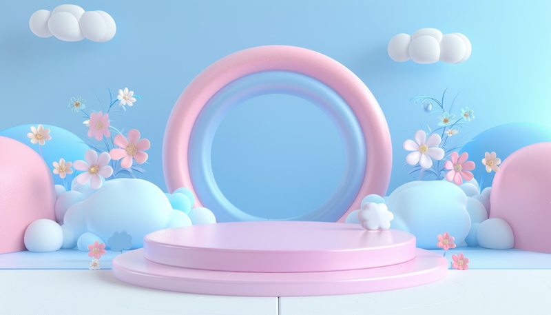 Sân khấu, bục đỡ, bục, bệ đỡ, bệ, podium, trang trí, decor, màu xanh, hồng, pink, blue - TungArt7