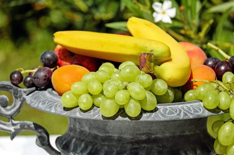 Trái cây, nho, chuối, cam, fruit - Couleur