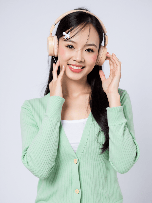 Con gái, nữ, girl, tai nghe, sinh viên, quảng cáo, Việt Nam 1