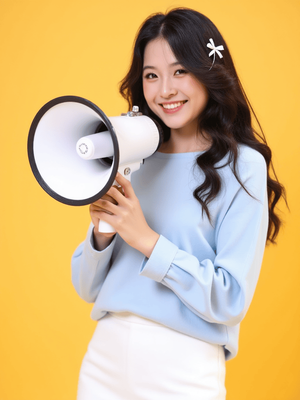 Con gái, cô gái, nữ, girl, học sinh, sinh viên, người mẫu, cầm loa phát thanh, Việt Nam 1