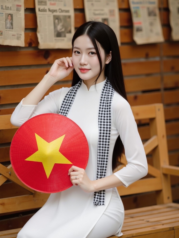 Áo dài, học sinh, sinh viên, con gái, cô gái, girl, phụ nữ, lá cờ, cờ, khăn rằn, Việt Nam, VietNam, Vietnamese 17