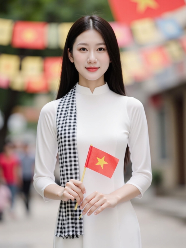 Áo dài, học sinh, sinh viên, con gái, cô gái, girl, phụ nữ, lá cờ, cờ, khăn rằn, Việt Nam, VietNam, Vietnamese 5