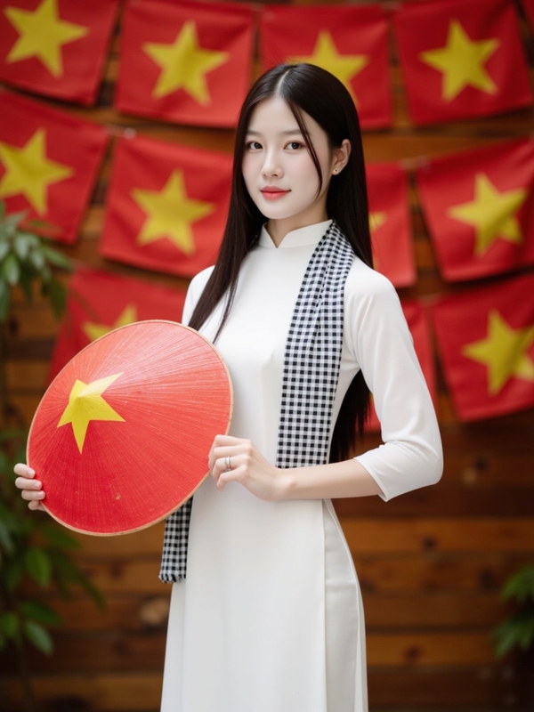 Áo dài, học sinh, sinh viên, con gái, cô gái, girl, phụ nữ, lá cờ, cờ, khăn rằn, Việt Nam, VietNam, Vietnamese 7