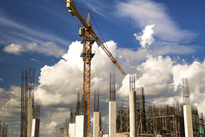 công trường, construction site, cần cẩu, crane, tòa nhà đang xây, buil