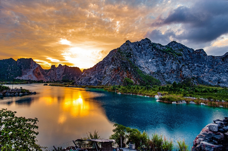 Hồ nước, núi, hoàng hôn, bầu trời, sunset, sky, Lakes, mountains, hình nền, nền, background-huanlihit