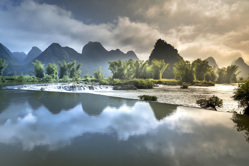 Hồ nước, lake, hoàng hôn, sunset, rừng thông, pine forest- Quangpraha 2