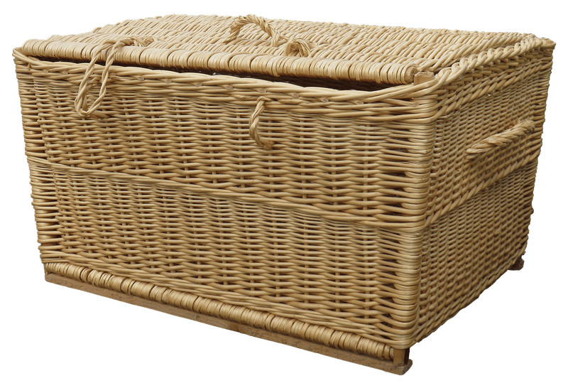 Giỏ mây tre, wicker basket, thủ công, handmade, có quai, with handle, lót vải bố, burlap lined, truyền thống, traditional - garten-gg 1