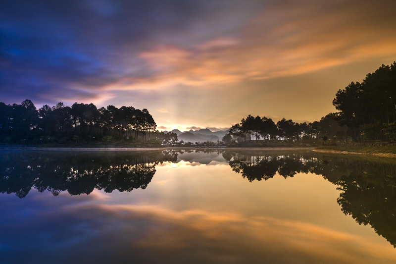 Hồ nước, lake, hoàng hôn, sunset, rừng thông, pine forest- Quangpraha 5