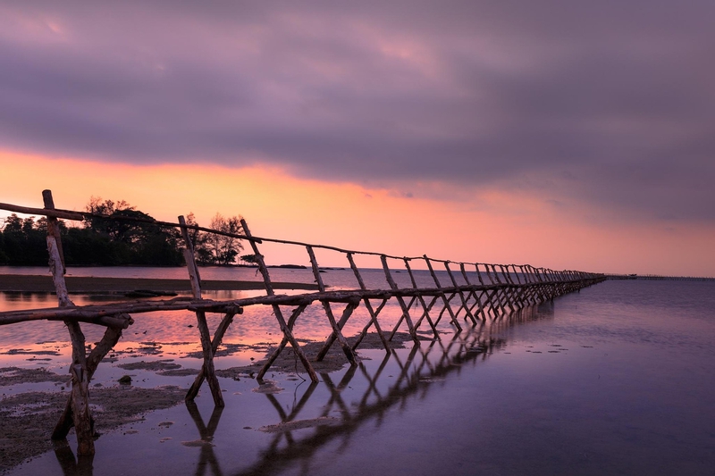 Hồ nước, lake, hoàng hôn, sunset, cây cầu, bridge - Quangpraha