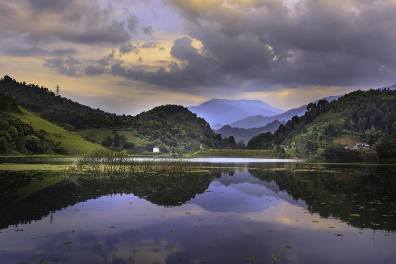 Hồ nước, lake, hoàng hôn, sunset, rừng thông, pine forest- Quangpraha 1