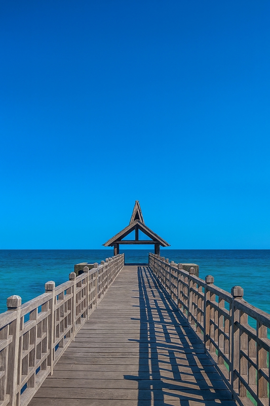 Biển, cầu, bầu trời, cầu gỗ, sea, bridge, sky, wooden bridge