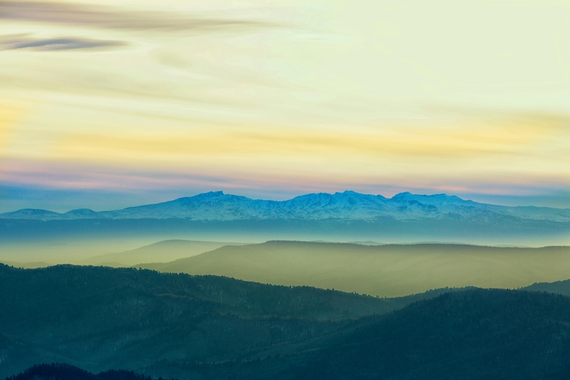 Sunset mountain, hoàng hôn, núi, layered hills, đồi chồng lớp, gradient, chuyển màu - zhengkui li