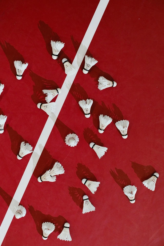 Cầu lông, badmintone, shuttlecock, red court, sân đỏ, white line, đường trắng, sport, thể thao  - SHVETS production 1