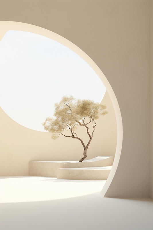 Studio, backdrop, nền, hình nền, background, không gian 3D, máy vòm, cây, tree, đơn giản, arch machine, minimalism - Pixabay