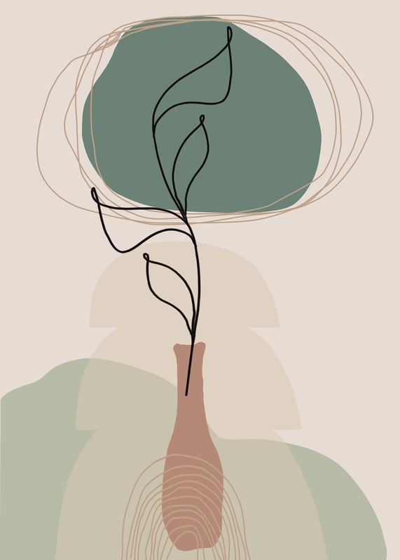 Thực vật, vase, bình hoa, abstract, trừu tượng, minimalist, tối giản, pastel- TianaZZ