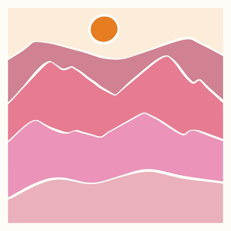 Mountain, núi, pastel, nhẹ nhàng, sun, mặt trời, mây, cloud, illustration, minh họa, minimalist, tối giản- yayangart 3