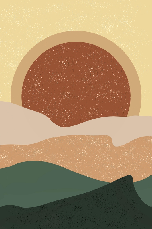 Sun, mặt trời, landscape, phong cảnh, abstract, trừu tượng, earth tone, màu đất, minimalism, tối giản - TianaZZ