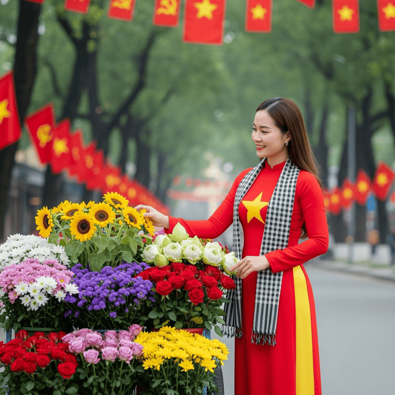Một người phụ nữ Việt Nam, khoảng 30 tuổi, với vóc dáng cân...