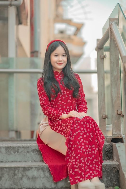 Cô gái, con gái, thiếu nữ, girl, Việt Nam, áo dài, truyền thống, traditional, đỏ - Toàn Văn