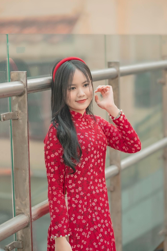 Cô gái, con gái, thiếu nữ, girl, Việt Nam, áo dài, truyền thống, traditional, đỏ - Toàn Văn 1