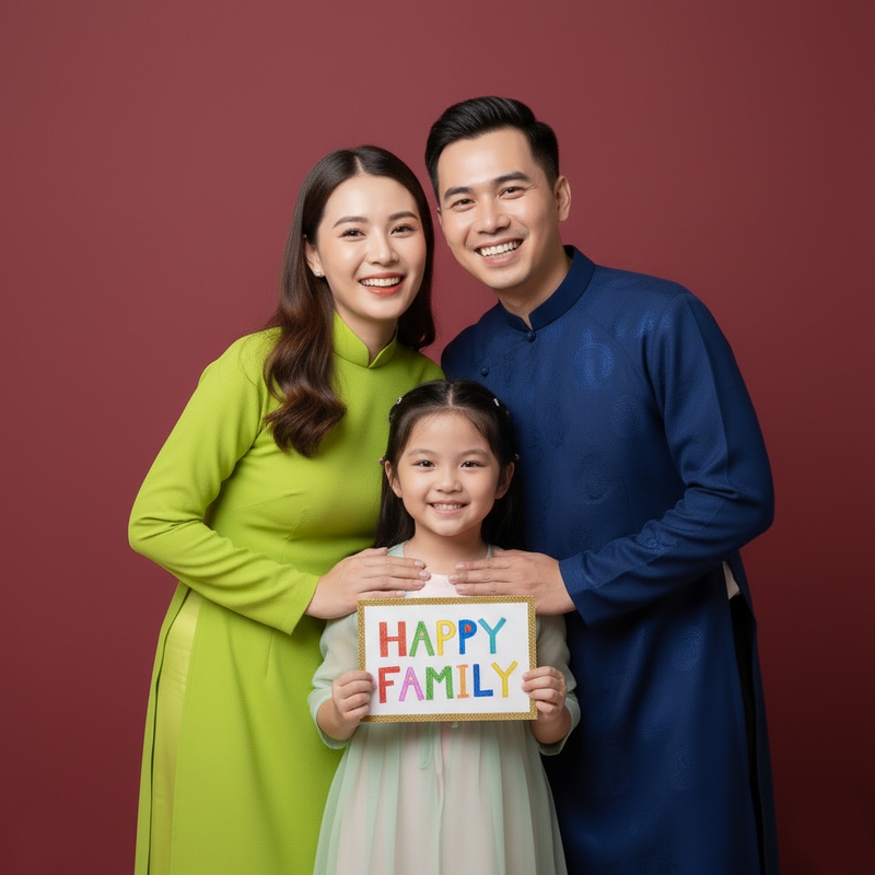 Gia đình, bố mẹ và con, Việt Nam, áo dài, truyền thống, family, parents and children, Vietnam, ao dai, traditional 1